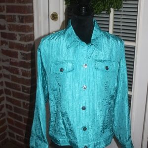 Choices light jacket aqua long sleeves 6 button closure 2 front pockets MED EUC…